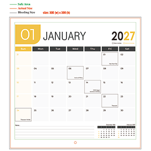 2027 wall calendar - 300mm x 300mm - 03