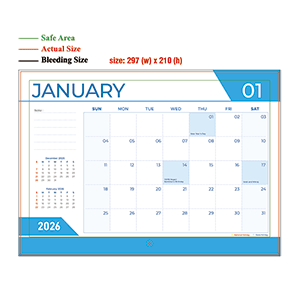 2026 wall calendar - 297mm x 210mm - 01
