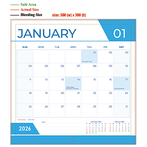 2026 wall calendar - 300mm x 300mm - 01